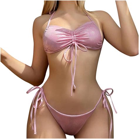 Bigersell High Neck Bathing Suits For Women Summer Thong Bikini