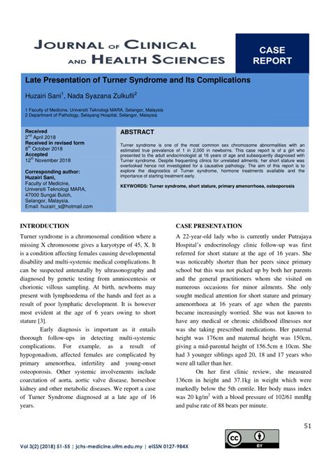 (PDF) Late Presentation of Turner Syndrome and Its Complications