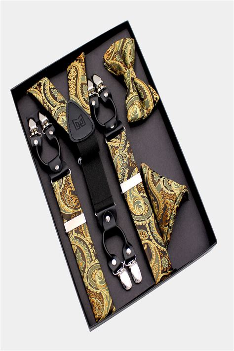 Gold Bow Tie and Suspenders Set | Gentleman's Guru