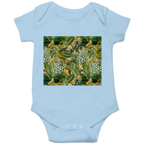 Vintage Green Tropical Bird Jungle Garden Onesie Designed Sold By