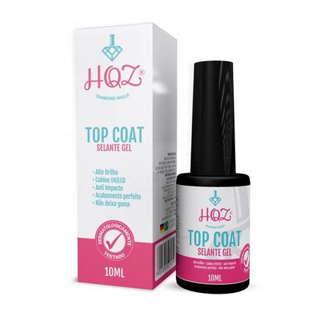 Selante Top Coat Brilho Base Unhas UV Led HQZ Nails 10ml Shopee