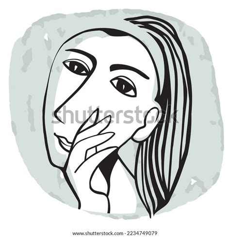 Illustration Sad Women Face Clipart Style Stock Vector (Royalty Free ...