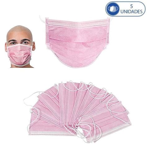 Kit M Scaras Descart Veis Tripla Camada Rosa Claro Clipe Nasal