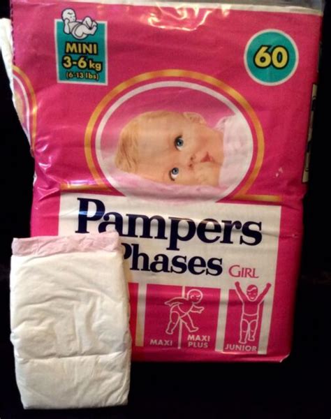 Vintage Pampers Phases Diaper For Girls From Europe Plastic Backed