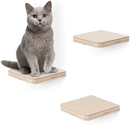 Navaris Wall Mounted Cat Steps Set Of 3 Wooden Climbing Shelves For