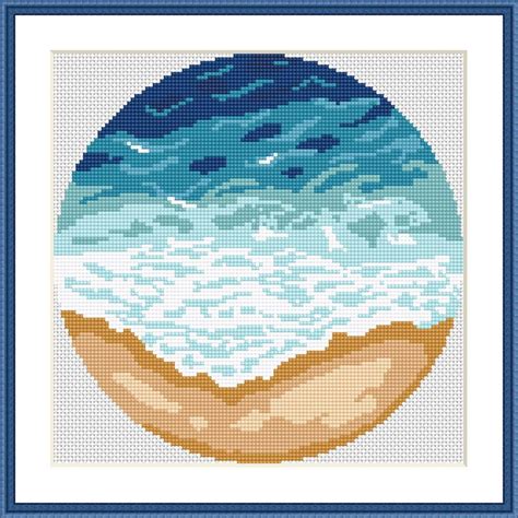 Ocean Cross Stitch Pattern PDF Modern Nature Cross Stitch Etsy Cross