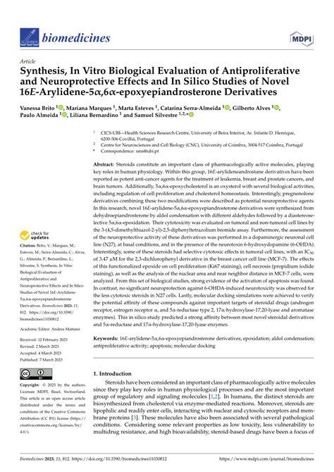 Pdf Synthesis In Vitro Biological Evaluation Of Antiproliferative