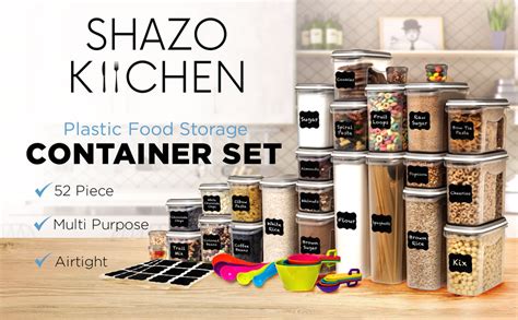 Shazo Largest Set Of 52 Pc Food Storage Containers 26 Container Set Airtight Dry