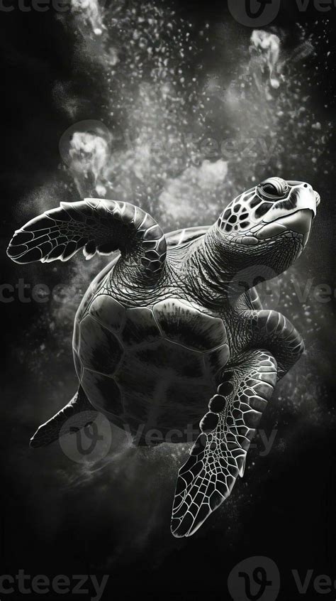 Black and White Turtle on Dark Background Generative AI 29971041 Stock ...