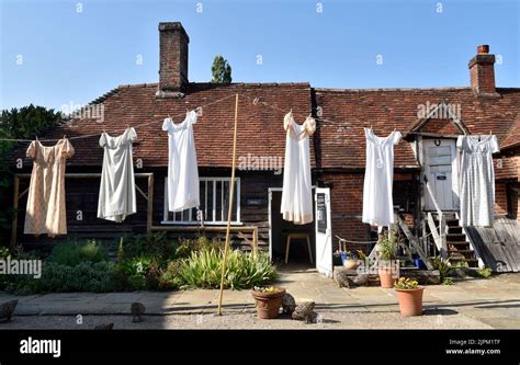 Regency Style Clothing On Washing Line At Jane Austens House Chawton