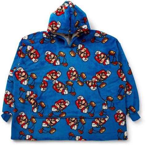 Super Mario Kids Oversized Hoodie Blue Size 12 14 Big W