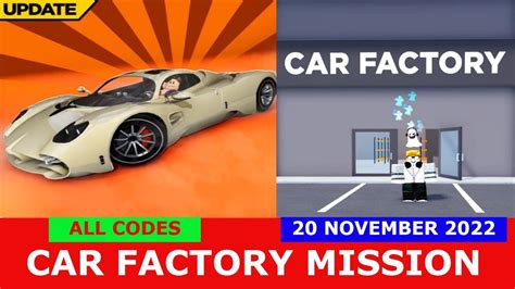 New Update Codes Car Factory Mission [factory ] Car Dealership Tycoon Roblox 20 Nov 2022