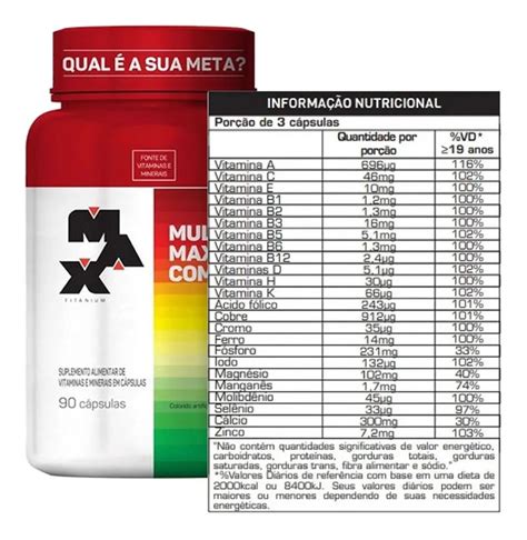 Multimax Complex C Psulas Max Titanium Multivitaminico Mercado Livre