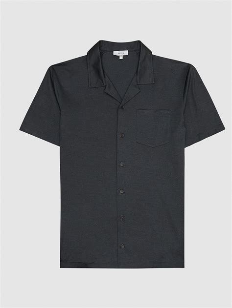 Reiss Caspa Mercerised Cotton Jersey Shirt In Airforce Blue Endource