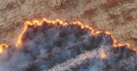 Aerial View Of A Spreading Wildfire Free Stock Video Footage Royalty