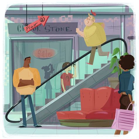 Hitting The Mall Bart Browne Illustration