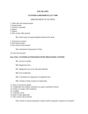 Bill No 33 Fiji Revenue And Customs Authority Budget Doc Template