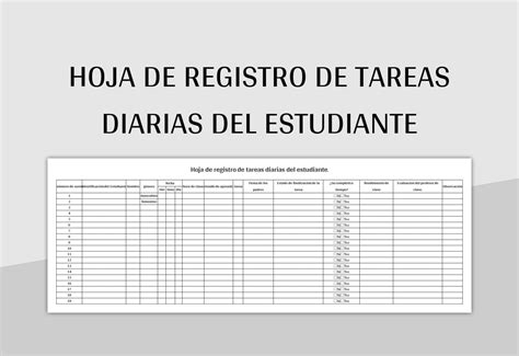 Plantilla De Formato Excel Hoja De Registro De Tareas Diarias Del