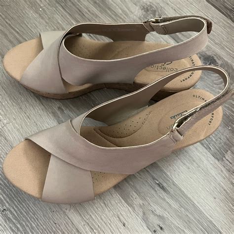 New Clarks Annadel Eirwyn Nude Sand Wedge Sandal Size 8 5 W