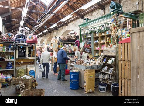 Stalls inside Tavistock Pannier Market, Tavistock, Devon, England ...