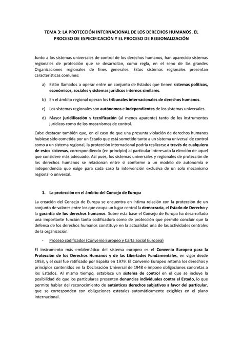 Tema 3 La Proteccion Internac Ional De Los Derechos Humanos El