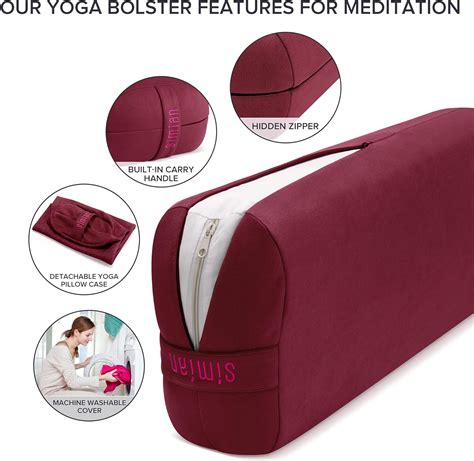 Simian Yoga Bolster Pillow Premium Meditation Bolsters Supportive Rectangular Cushion With Skin