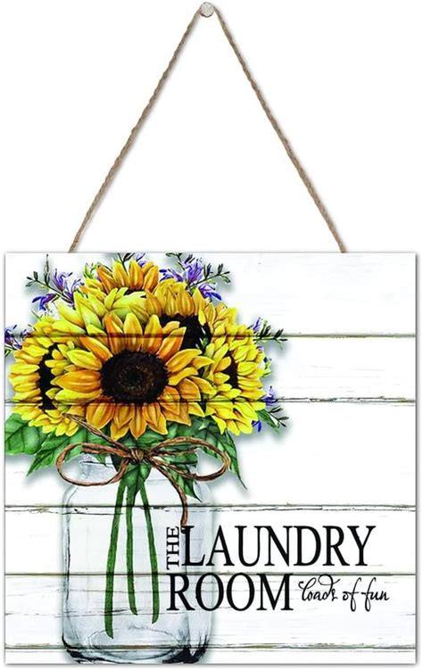 Amazon Vinisong The Laundry Room Loads Of Fun Sign Sunflower Wood