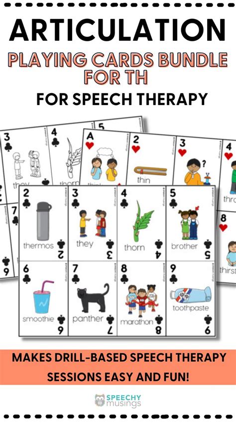 Th Articulation Playing Cards Outline Color Printable Deck For Speech Therapy Speech