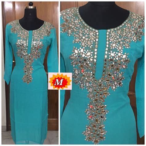 Blue Party Wear Mirror Work Kurti At Best Price In Faridabad Id