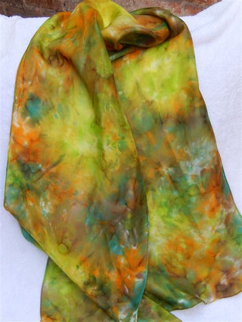 Hand Painted Silk Scarf Using Salt Technique Peinture