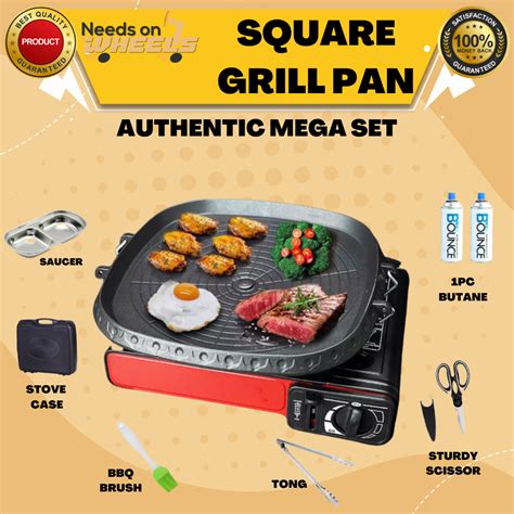 Best Set Korean Samgyupsal Authentic Mega Set L Korean Bbq L Square Grill Pan W Portable Butane