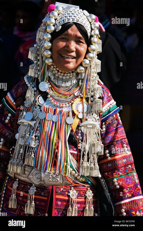 Myanmar Burma Kengtung An Akha Woman Wearing Traditional Costume