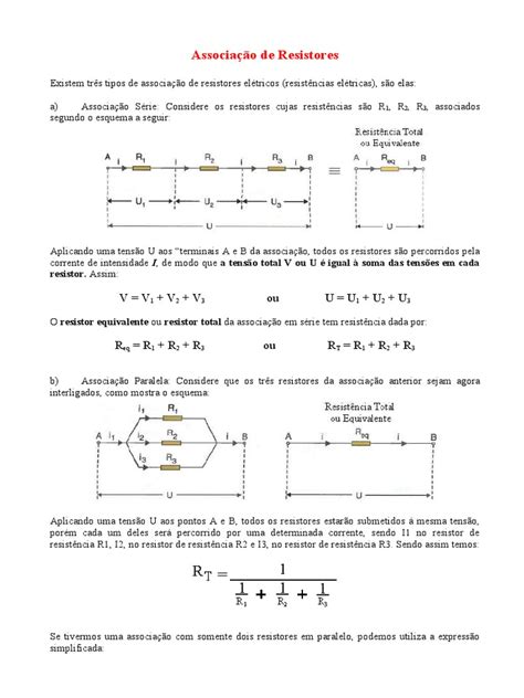 Associação De Resistores 5 Parte Pdf Resistência Elétrica E