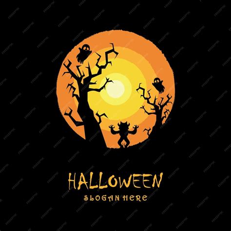 Logotipo De Halloween Con Plantilla Slogan Vector Premium