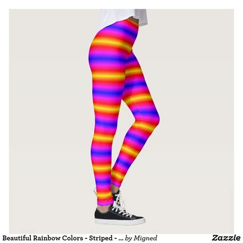 Beautiful Rainbow Colors Striped Neon Leggings Neon Stripes Color