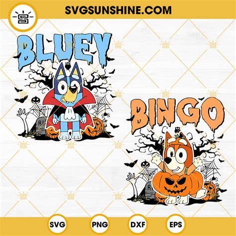 Bluey Bingo Halloween SVG Bundle Trick Or Treat SVG Bluey Spooky SVG