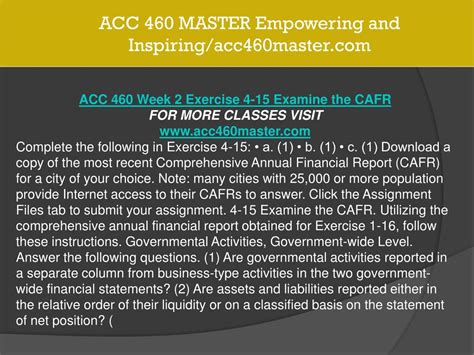 PPT ACC 460 MASTER Empowering And Inspiring Acc460master