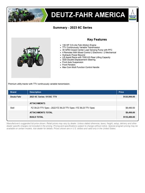 Deutz Fahr America Summary 2023 6c Series Pdf