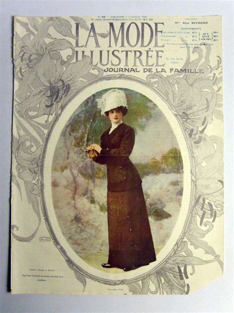 Superb Original Vintage 1910 FRENCH FASHION MAGAZINE Cover Lot005