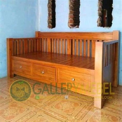 Jual Bangku Bale Bale Laci Minimalis Kayu Jati Daybed Sofa Santai