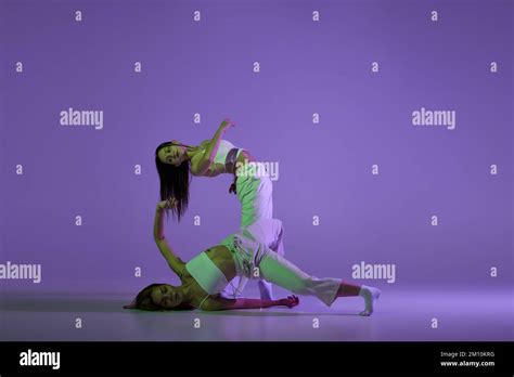 studio footage  dancing young girls stylish performance  young