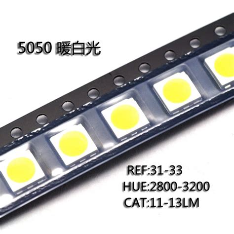 New Pcs Warm White Smd Smt Led Plcc Chips Led Ma Mid