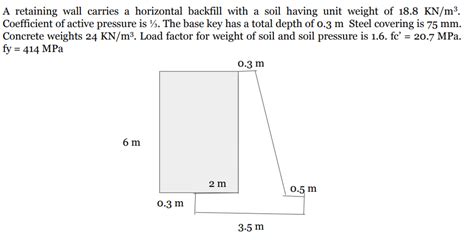 Solved 1 Compute Factor Of Safety Against Sliding If The Chegg