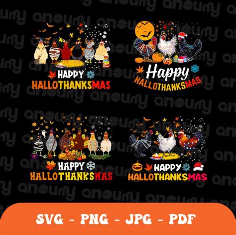 Happy Hallothanksmas Png Chickens Png Thanksgiving Png Etsy