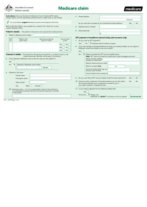 Medicare Claim Form Printable