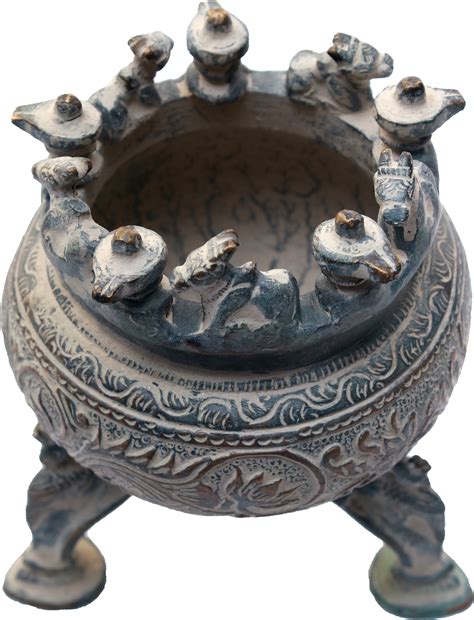 Incense Burner with Nandi, Shiva Linga and Peacock Legs