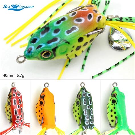 1pcs 40mm 6 7g Soft Frog Fishing Lure 3D Eyes 2 Treble Hooks Bass