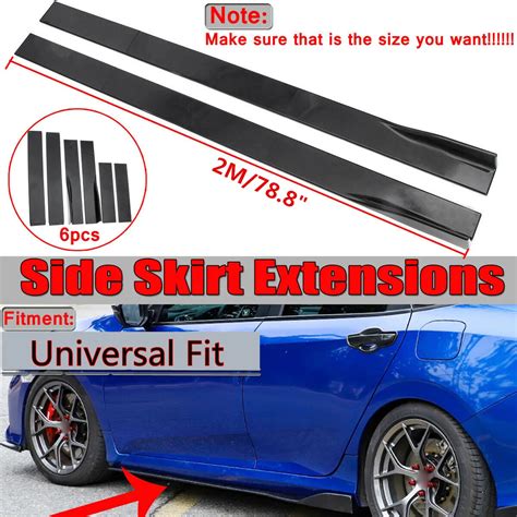 Pcs Set Glossy Black Meters Universal Car Side Skirts Winglet