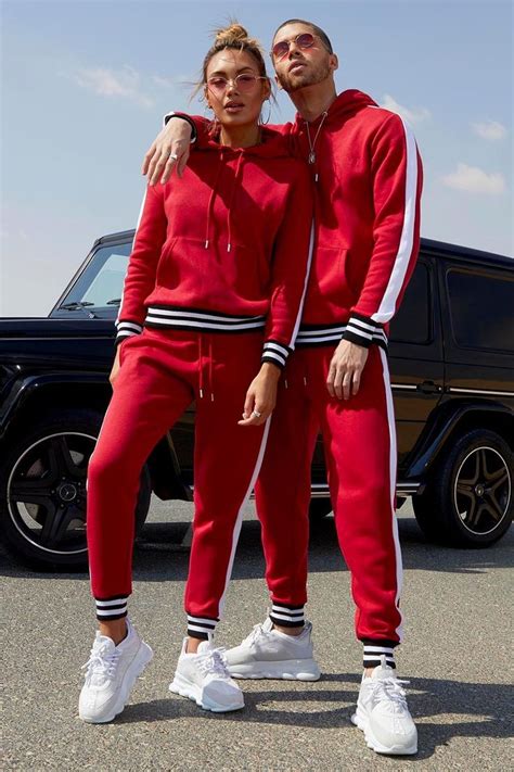 Her Side Panel Contrast Rib Hooded Tracksuit Boohoo Australia