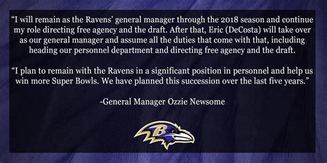 Statement from General Manager Ozzie Newsome : r/ravens